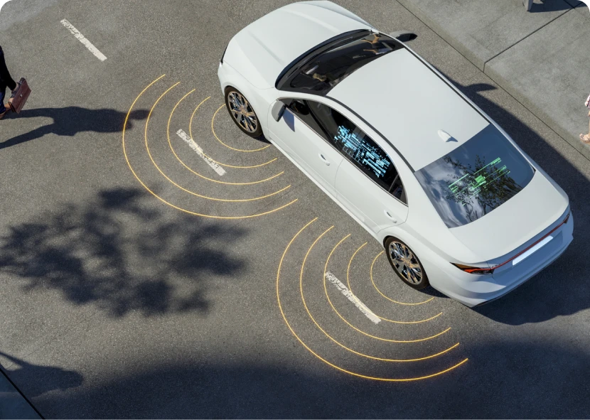 Autonomous car with detection sensors